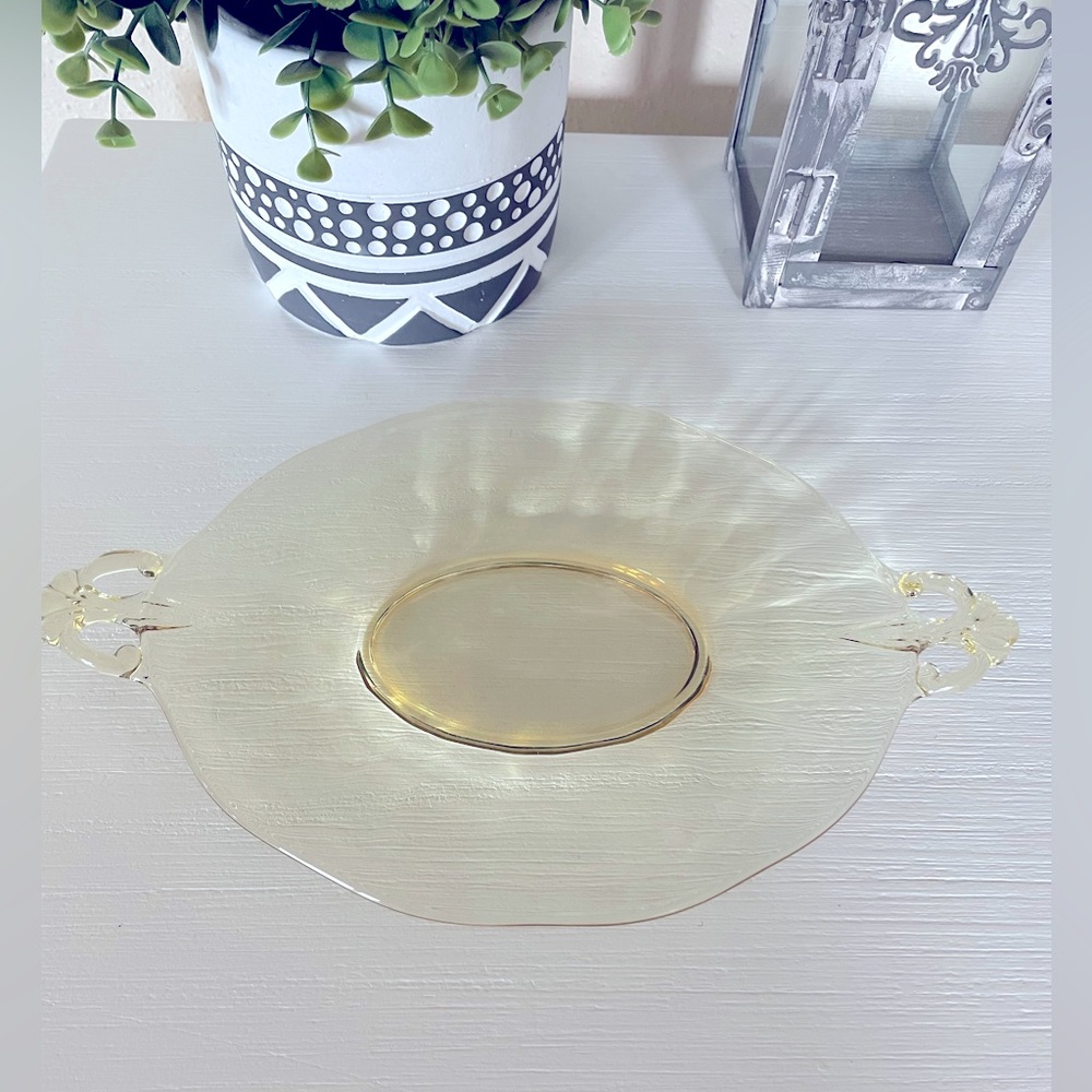 Fostoria Yellow Topaz Glass Lafayette Oval Small Serving Plate Tray #2440